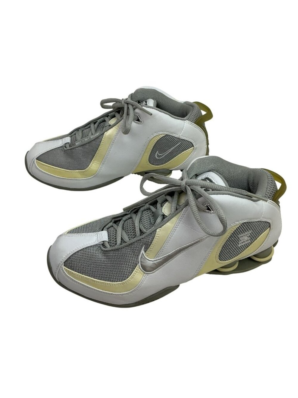 Rare Nike Shox Flight Zoom Air High Top Leather Basketball Shoes Gray White Yell